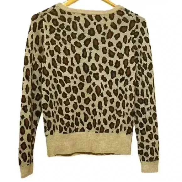 Ann Taylor Leopard Print Womens Sweater S Wool Blend Crewneck Animal Print - Picture 5 of 9